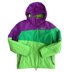 Marmot Youth Girl Large Winter Ski Jacket Hooded Purple Green Snow Winter Coat